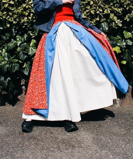 【tiny yearn】1970's Vintage Floral Layered Flare Skirt