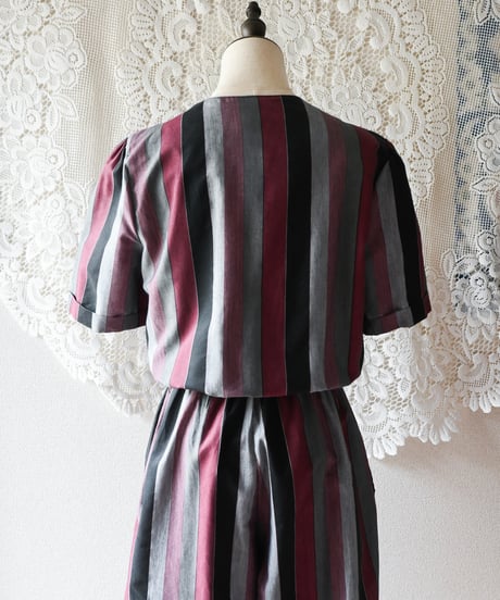 【Seek an nur】USA Multi Stripe Puff Jumpsuit