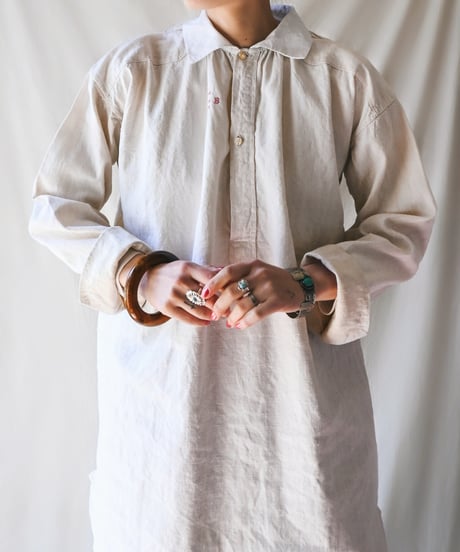 【Seek an nur】1900-20's French Antique Linen Smock