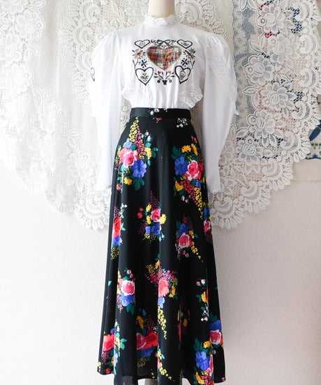【tiny yearn】1970's Euro Floral Maxi Skirt