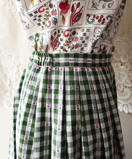 【tiny yearn】Euro Gingham Check Maxi Skirt