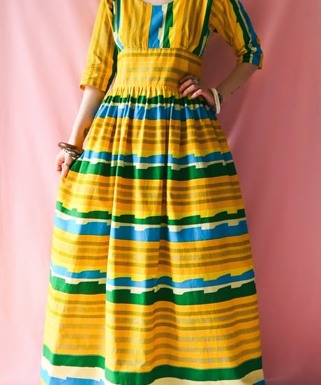 【tiny yearn】African Batik Flare Maxi Dress