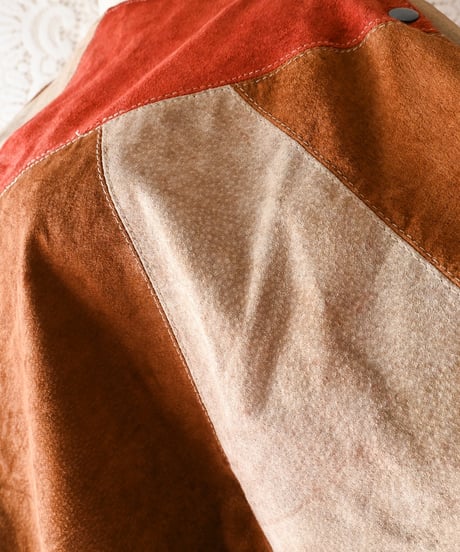 【tiny yearn】1970's Vintage Patchwork Suede Tops
