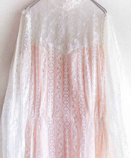 【Seek an nur】1970's Vintage White Lace Long Dress