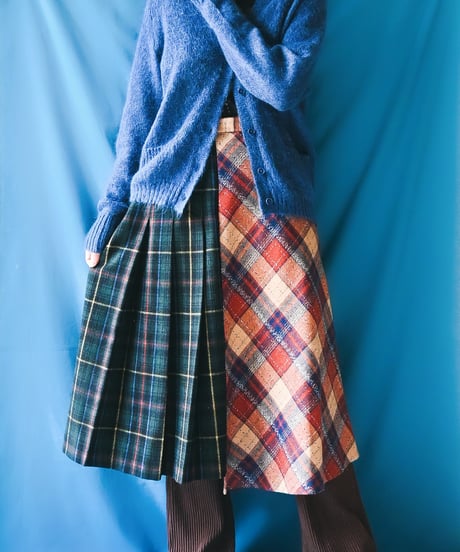 【tiny yearn】Check Docked Wool Flare Skirt