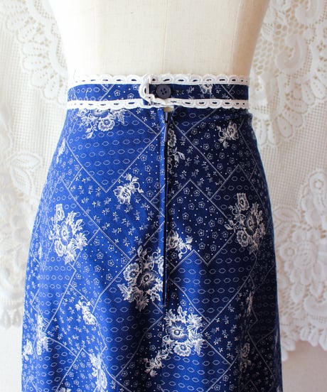 【tiny yearn】1970's German Floral Frill Lace Maxi Skirt