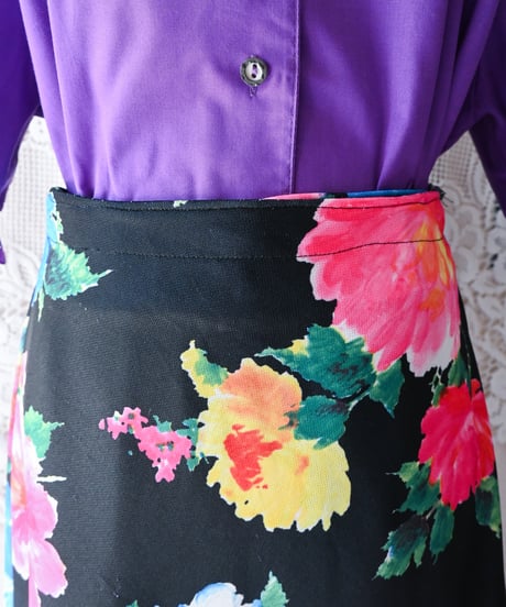 【tiny yearn】1970's Euro Floral Wrap Maxi Skirt