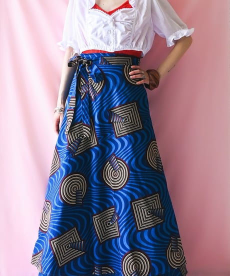 【tiny yearn】African Batik Wrap Flare Skirt