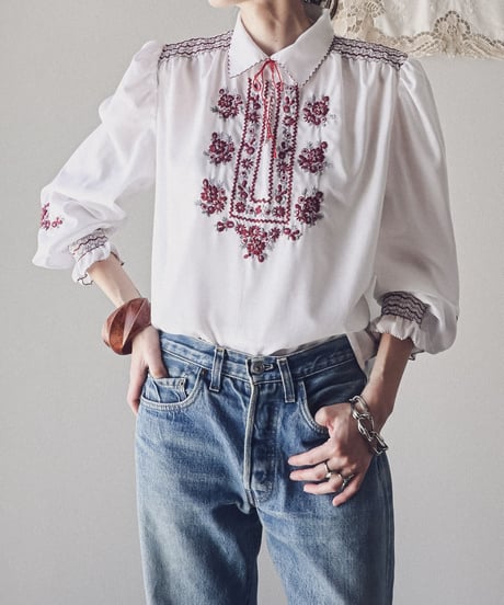【Seek an nur】1970's Hungarian Vintage Peasant Blouse