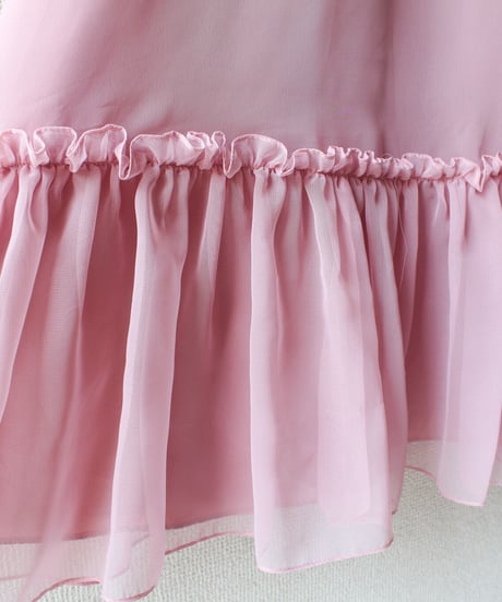 【Seek an nur】Lace Puff sleeve Sheer Long Dress