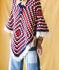 【tiny yearn】1970's Granny Square Crochet Poncho