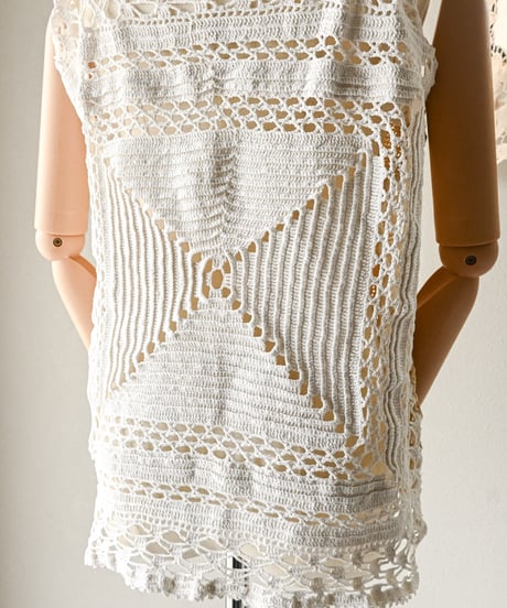 【Seek an nur】Vintage crochet patchwork cami
