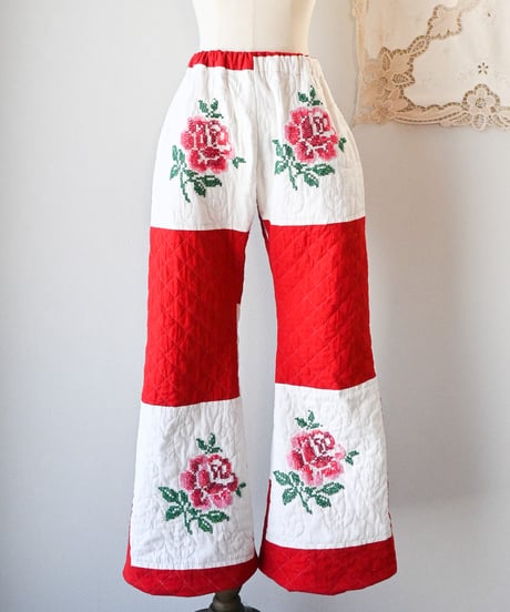 【tiny yearn】Vintage patchwork quilted pants