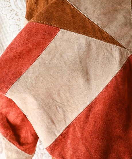 【tiny yearn】1970's Vintage Patchwork Suede Tops