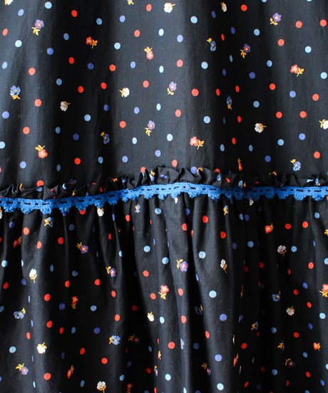 【Seek an nur】1970's German Dot×Floral Maxi Dress