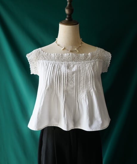 【Seek an nur】French Antique Cotton Night Blouse