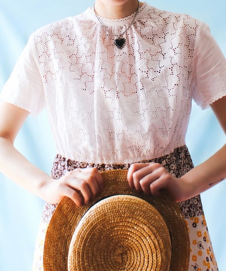 【tiny yearn】1970's Lace Floral Frill Maxi Dress