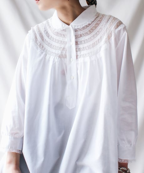 【Seek an nur】Euro Round Lace Night Shirt Dress