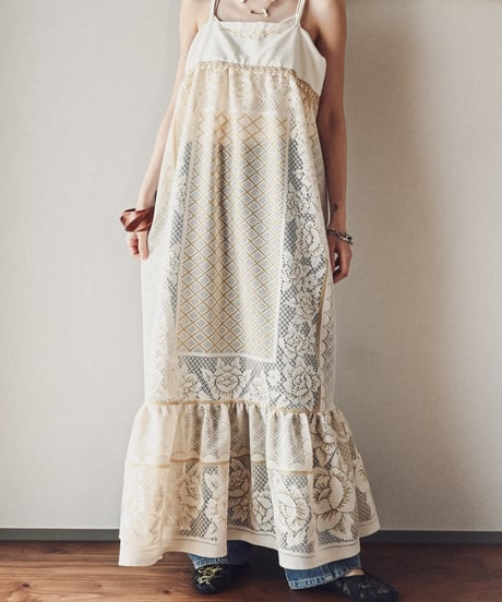 【Seek an nur】Vintage lace fabric cami dress