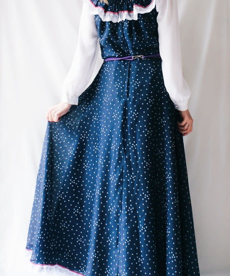 【Seek an nur】Euro Dot Lace Sheer Maxi Dress