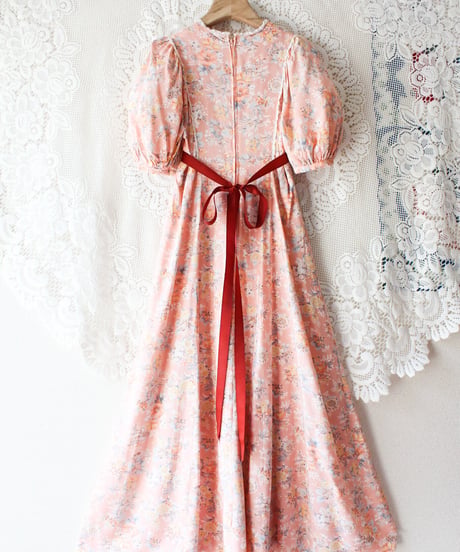 【Seek an nur】1970's Floral Puff Sleeve Maxi Dress