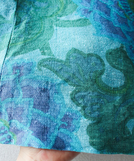 【tiny yearn】1970's Retro Floral Silk Maxi Skirt