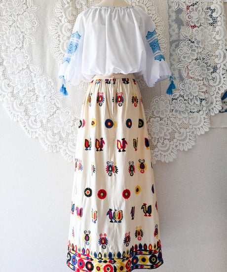 【tiny yearn】1970's Embroidered Ethnic Maxi Skirt