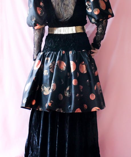 【tiny yearn】Germany Velours Shirring Dot Dress