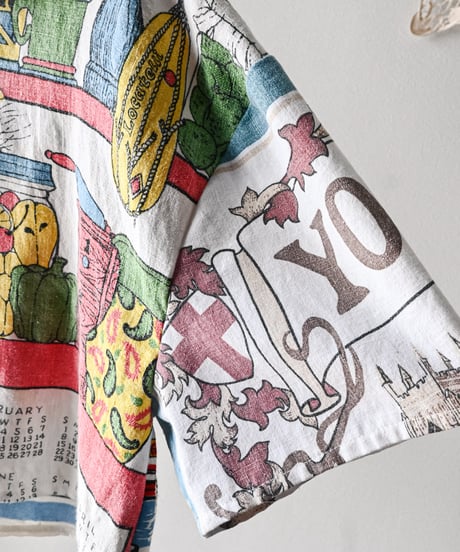 【curoam】Vintage tea towel patchwork shirt