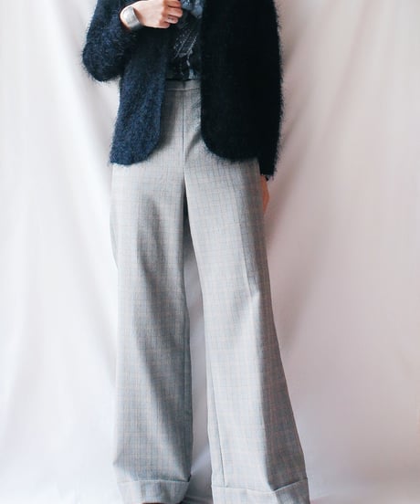 【Seek an nur】USA Glen Check Flare Slacks Pants