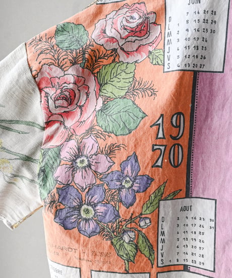 【curoam】Vintage tea towel patchwork shirt