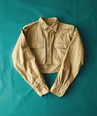 【Seek an nur】Greece Military Cropped Shirt/Khaki