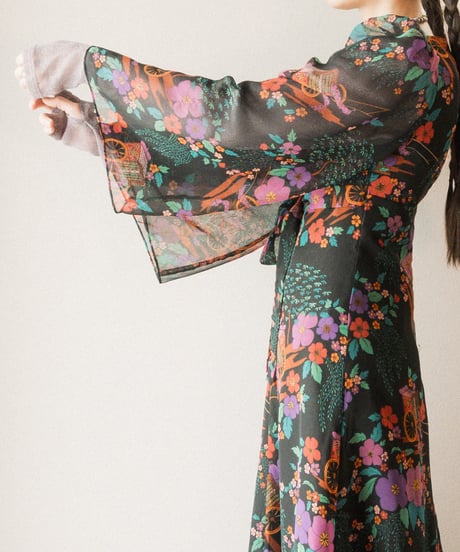 【tiny yearn】1970's euro floral sheer maxi dress