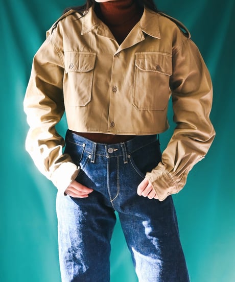 【Seek an nur】Greece Military Cropped Shirt/Beige