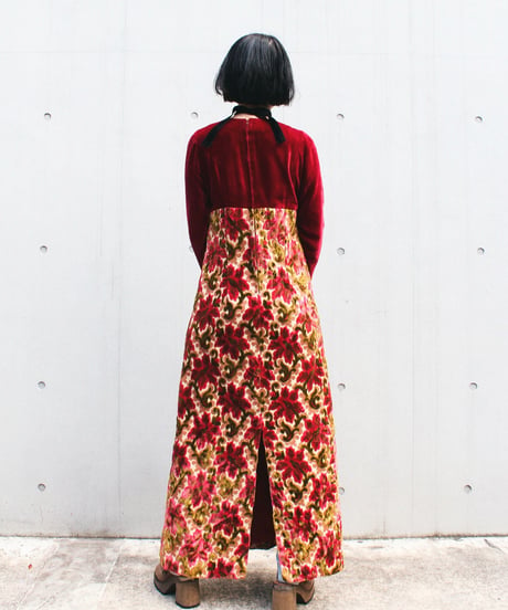 【Seek an nur】1960-70's Vintage Velvet Gobelins Maxi Dress