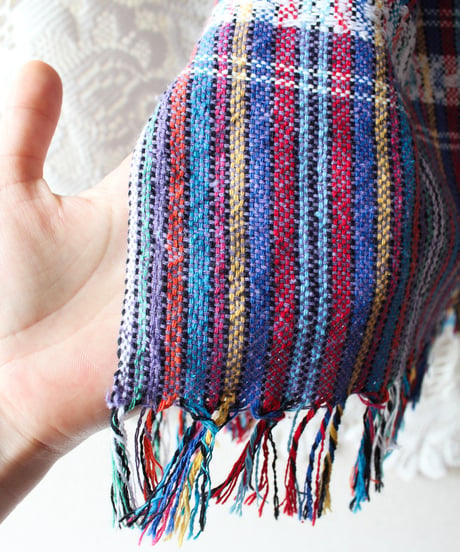 【tiny yearn】Vintage Guatemalan Stripe Fringe Vest