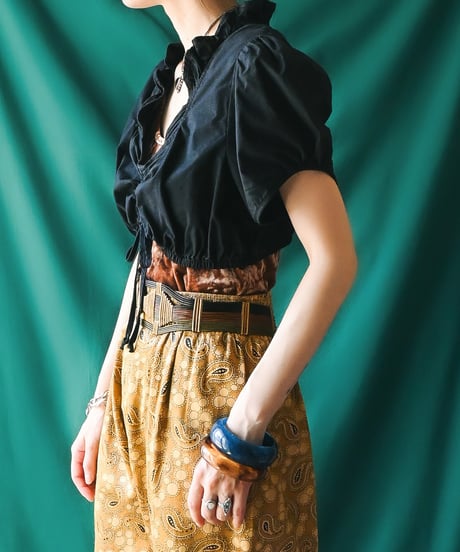 【Seek an nur】Euro Cropped Frill Dirndl Blouse