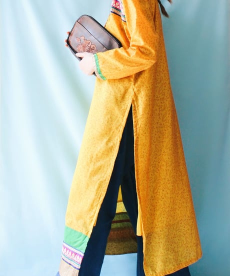 【tiny yearn】Paisley Embroidered Ethnic Slit Dress