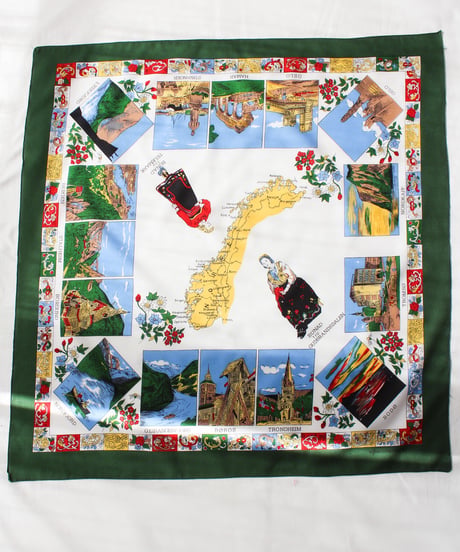 〈Goods〉Vintage Norway Map Souvenir Scarf