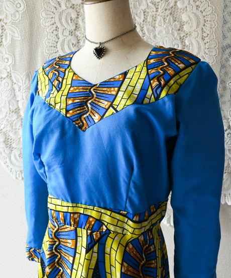 【tiny yearn】African Batik Flare Maxi Dress
