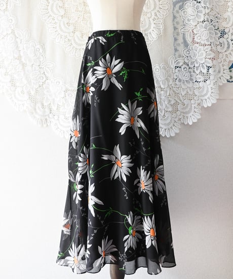 【tiny yearn】1970's Euro Floral Sheer Maxi Skirt