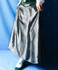 【tiny yeran】Metallic Gray Flare Long Skirt