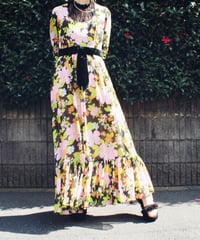 【tiny yearn】1970's Vintage Floral Sheer Maxi Dress