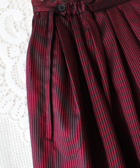 【Seek an nur】Austrian Stripe Flare Long Skirt