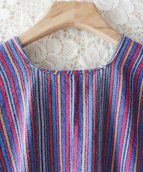 【tiny yearn】Vintage Guatemalan Stripe Fringe Vest