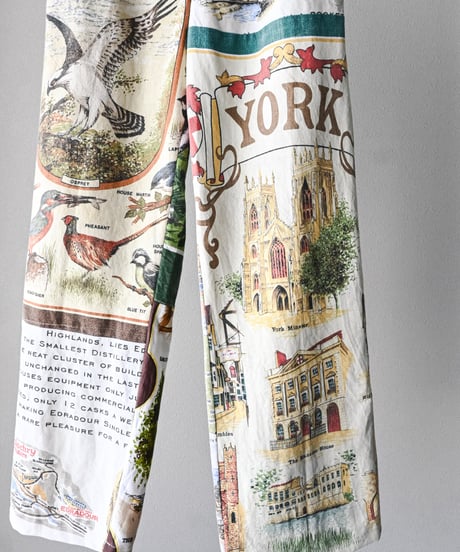 【curoam】Vintage tea towel patchwork pants