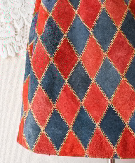 【tiny yearn】1970's Vintage Patchwork Suede Skirt
