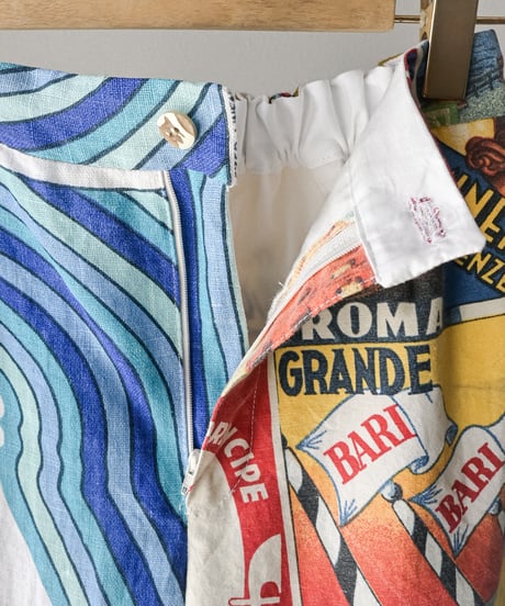 【curoam】Vintage tea towel patchwork pants
