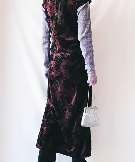 【Seek an nur】France Flocked Velour Chinese Dress