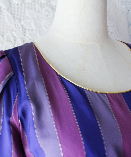 【tiny yearn】German Metallic Stripe Pleated Maxi Dress